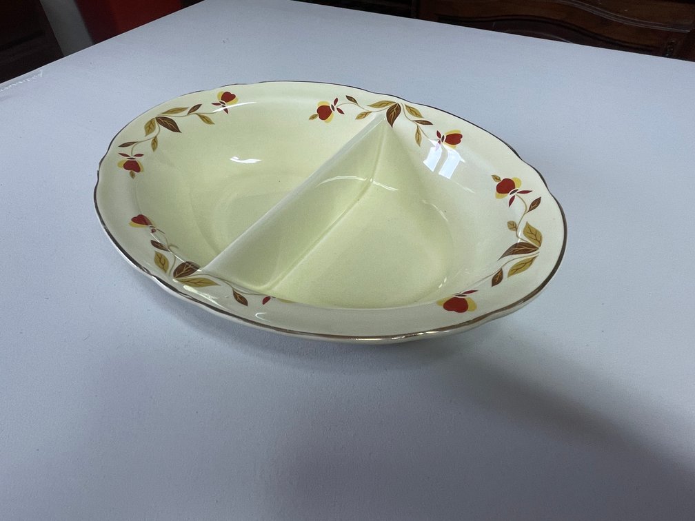 Hall Jewel Tea Autumn Leaf Oval Divided Bowl
