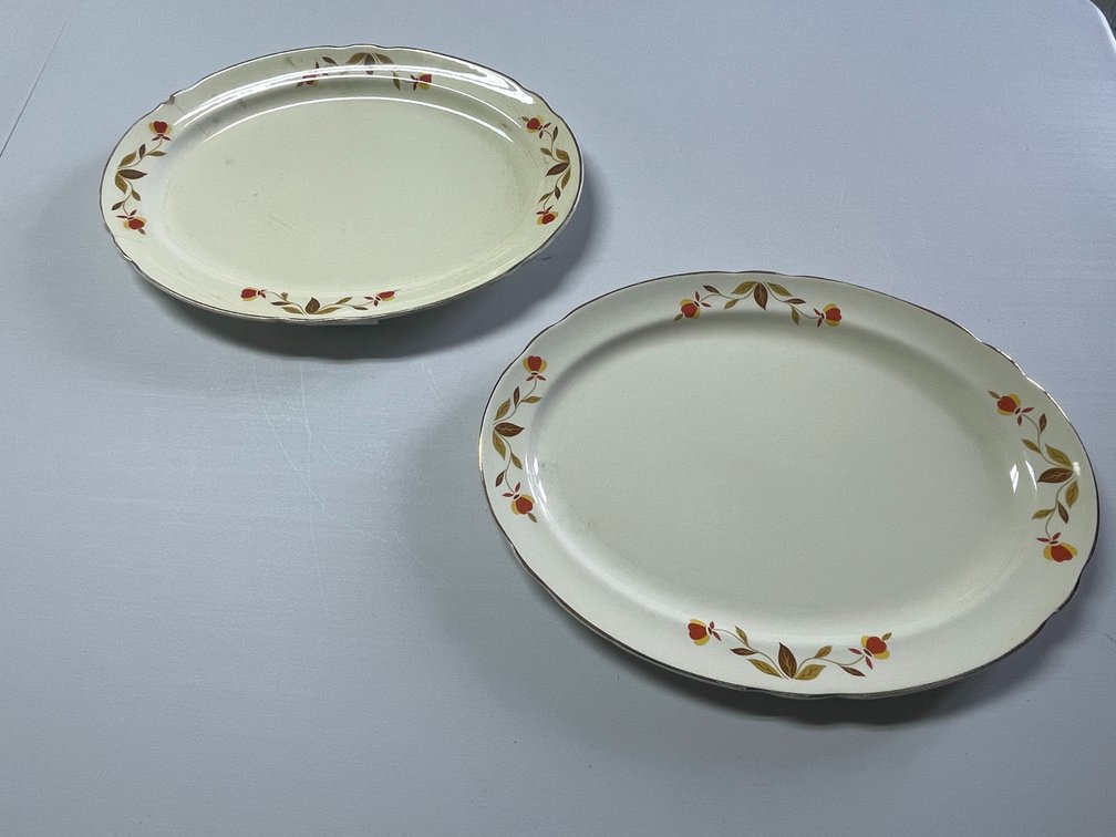 (2) Hall Jewel Tea Autumn Leaf Oval Platter