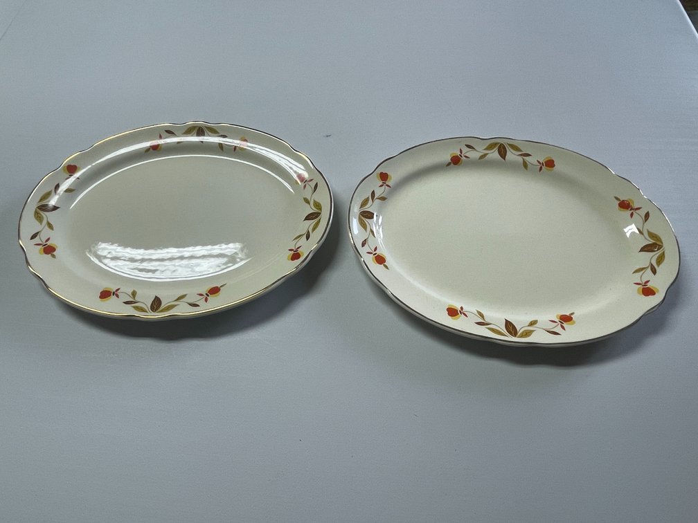(2) Hall Jewel Tea Autumn Leaf Oval Platter