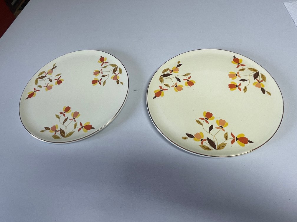 (2) Hall Jewel Tea Autumn Leaf Cake Plates