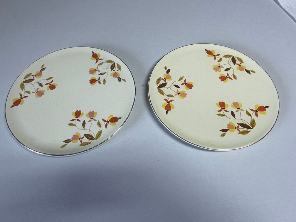 (2) Hall Jewel Tea Autumn Leaf Cake Plates
