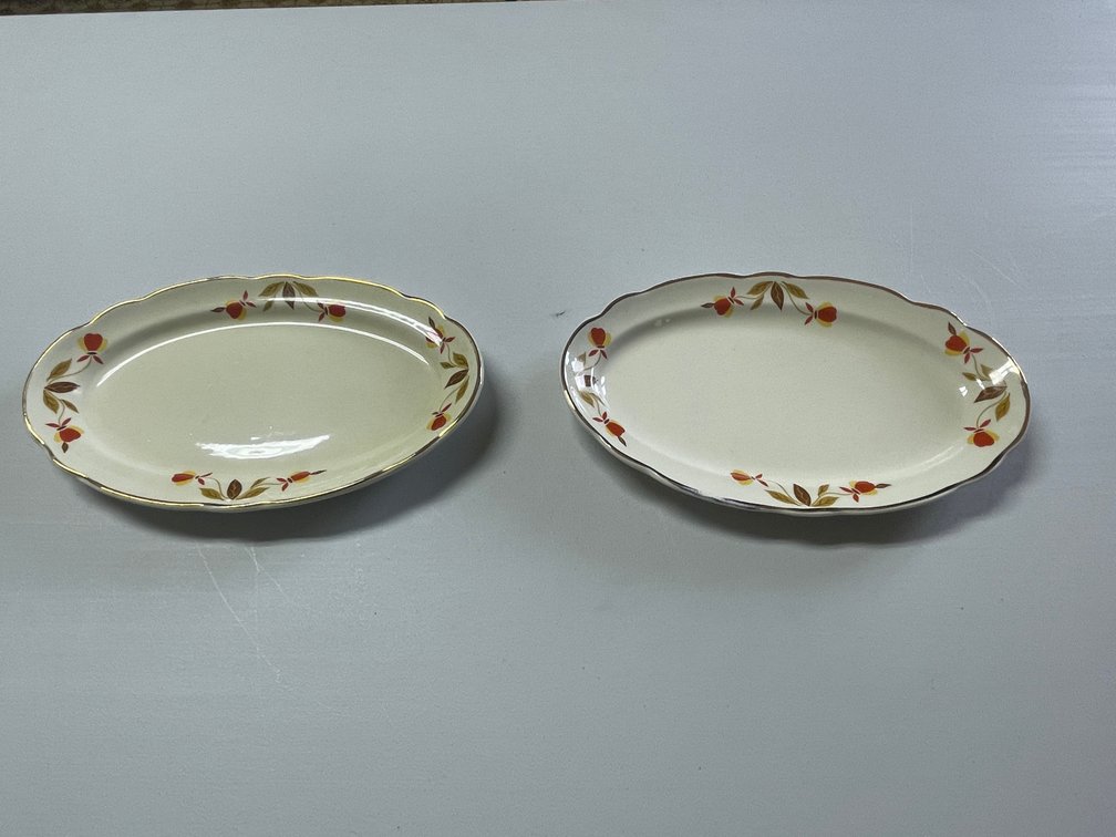 (2) Hall Jewel Tea Autumn Leaf Oval Platter