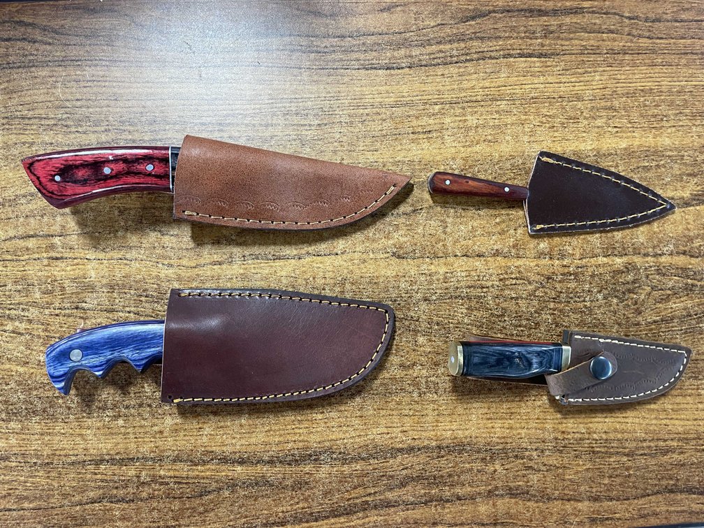 (4) Custom Damascus Steel Knives (T6)