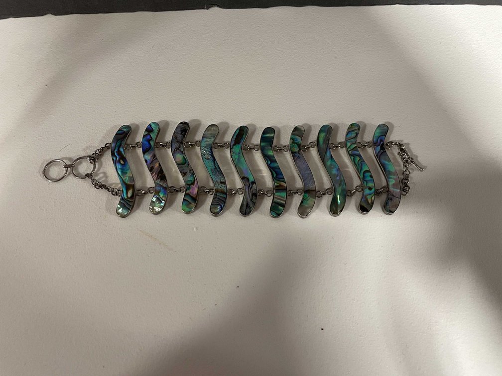 Vintage Sterling Silver Bracelet With Abalone Shell (FR1)