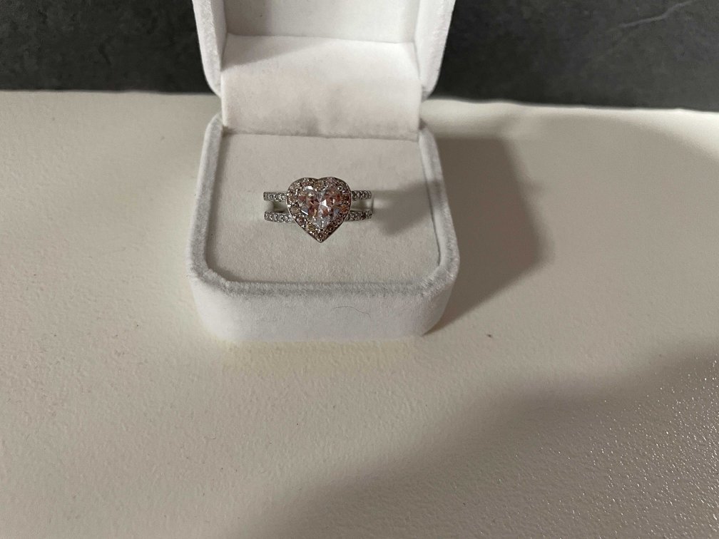 Vintage Sterling Silver Ring CZ Halo Accent Double Band (FR1)