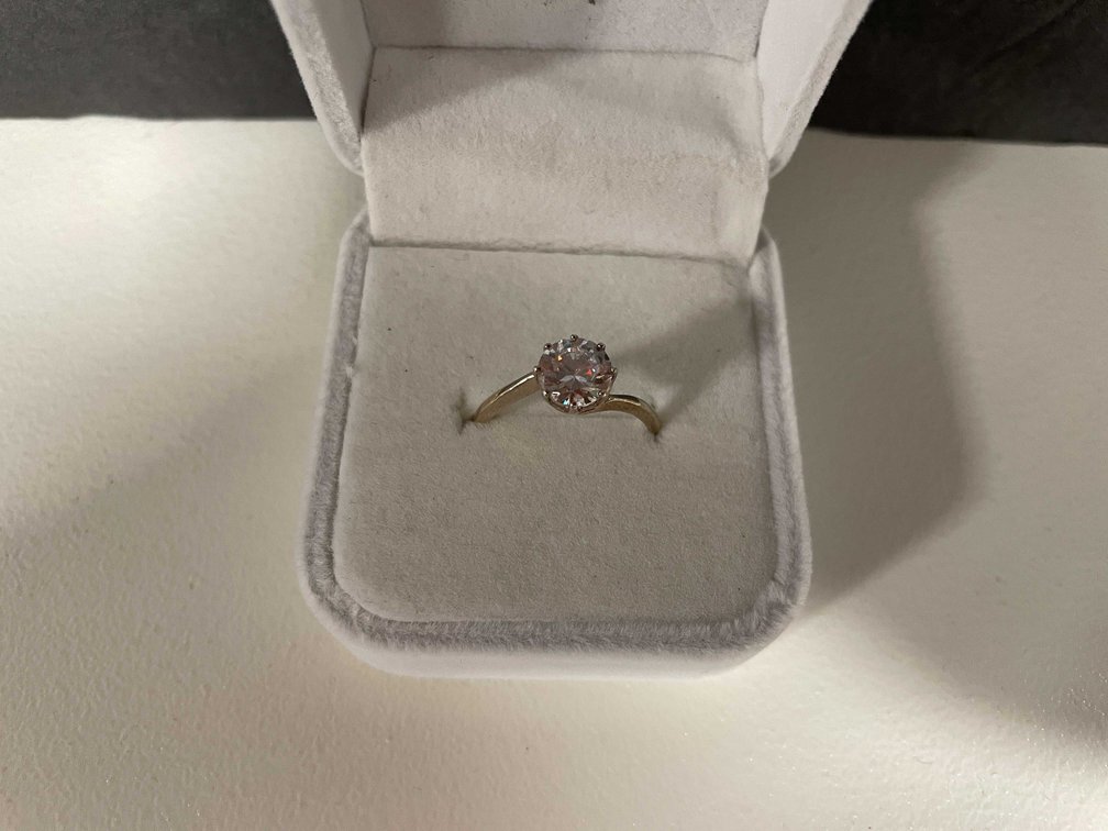 Vintage Sterling Silver Ring 6 Prong CZ Bypass Solitaire (FR1)