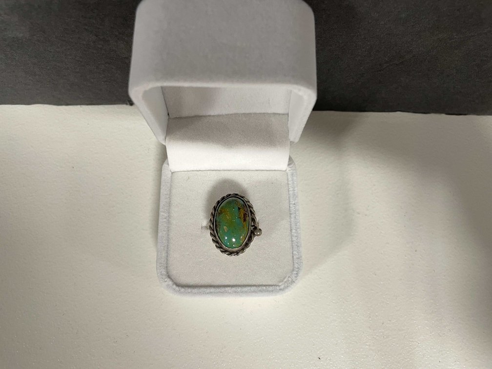 Vintage Sterling Silver Ring With Copper Turquoise (FR1)