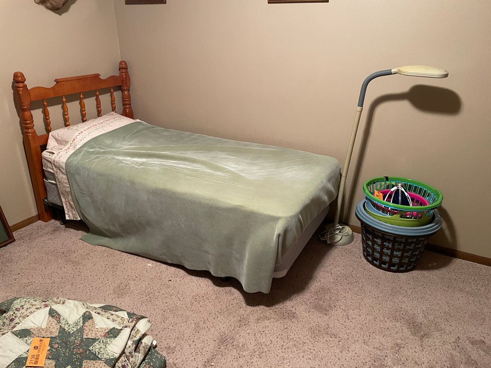 Twin Size Bed and Laundry Baskets