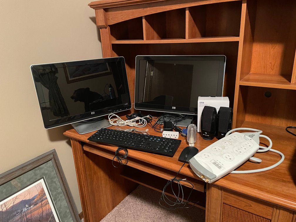 (2) HP Monitors and Keyboard