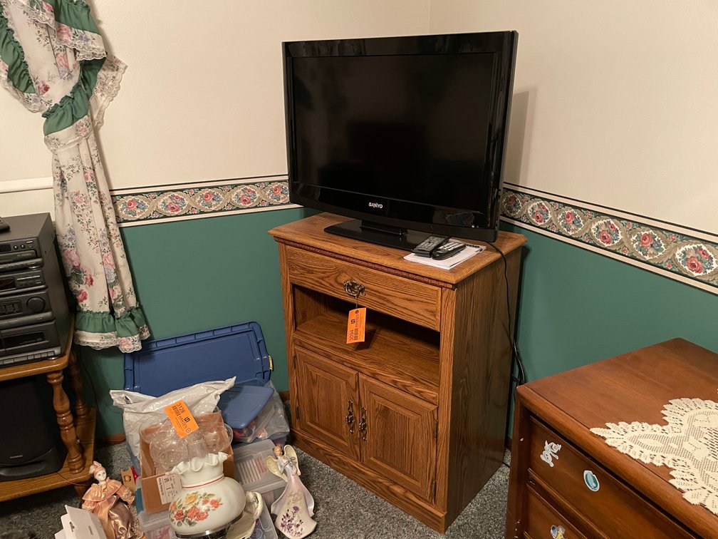 Sanyo TV, TV Stand, and (2) Night Stands