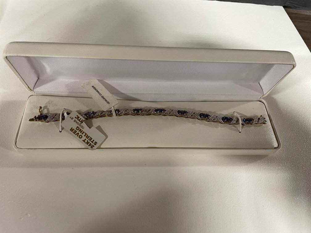 Vintage Sterling Silver Bracelet With Genuine Diamonds NOS (FR1)