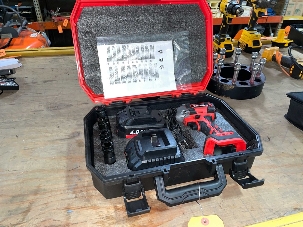 Milwaukee Style 18 Volt Cordless 1/2" Impact and 4ah Battery With Sockets In Case (PR13)