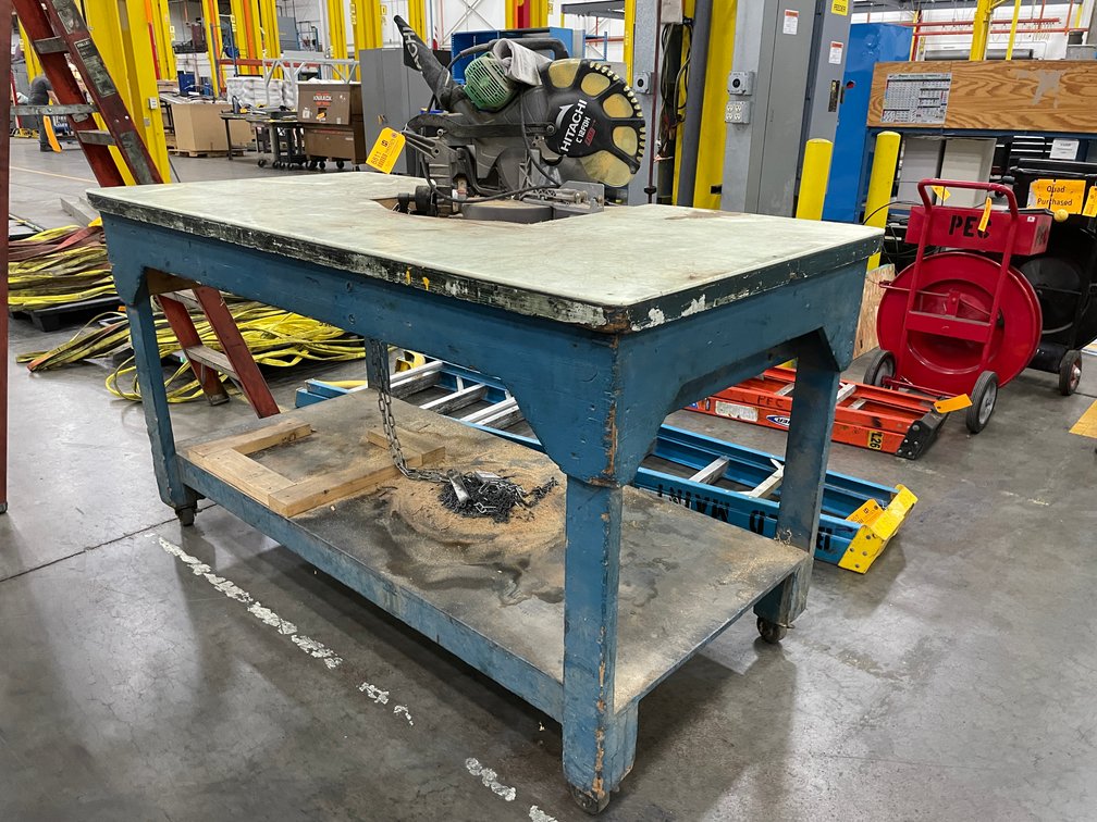 Hitach Compound Miter Saw Mounted to Table
