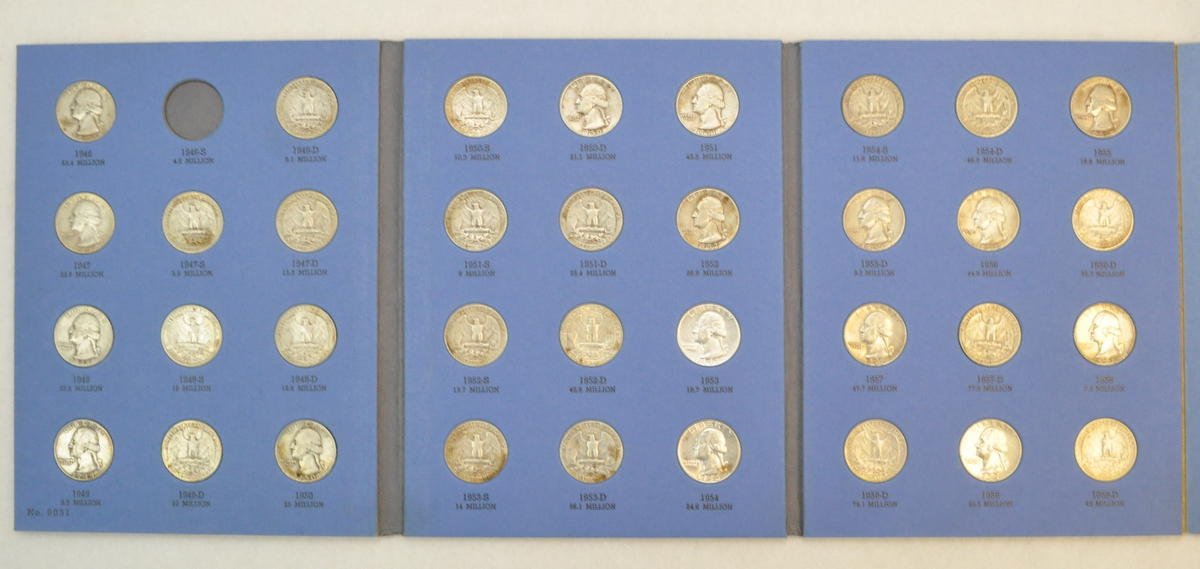 97% Complete Set of Washington Quarters, 1946-1959, 35 Coins