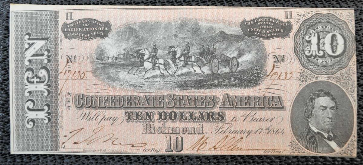 $10 Confederate Note, Dated 2/17/1864