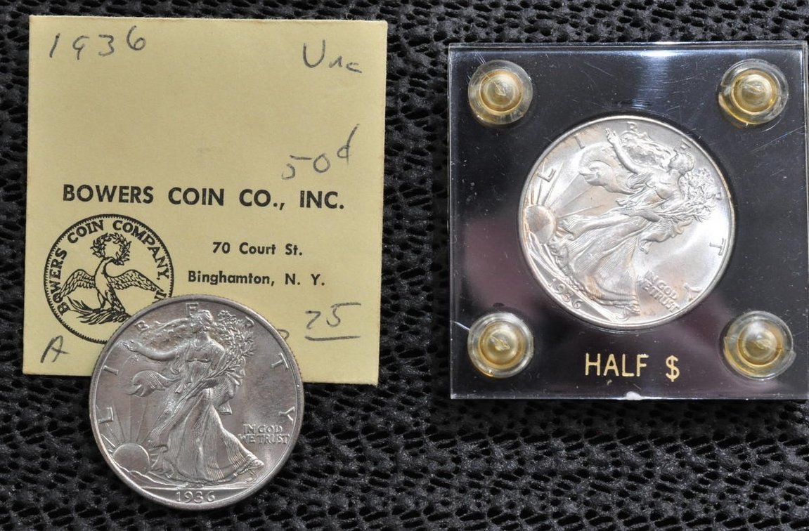(2) 1936 Walking Liberty Half Dollars, 1936 & 1936-D