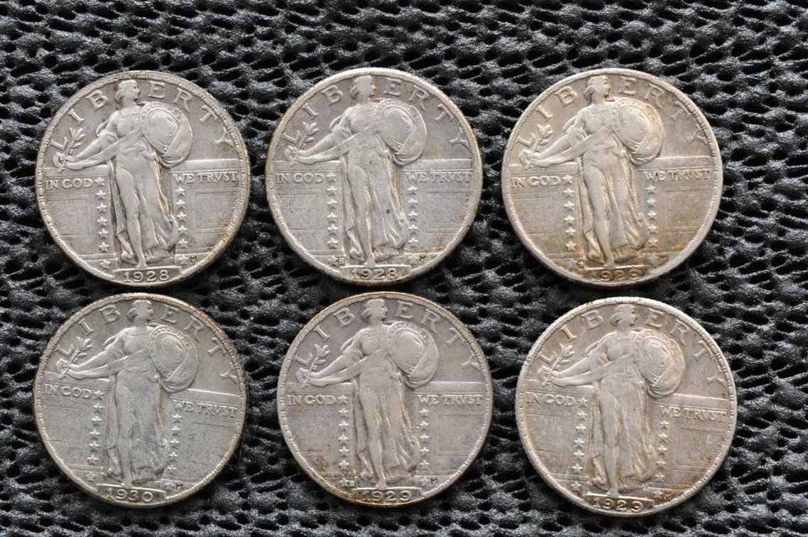 (6) Standing Liberty Quarters, 1928 - 1930