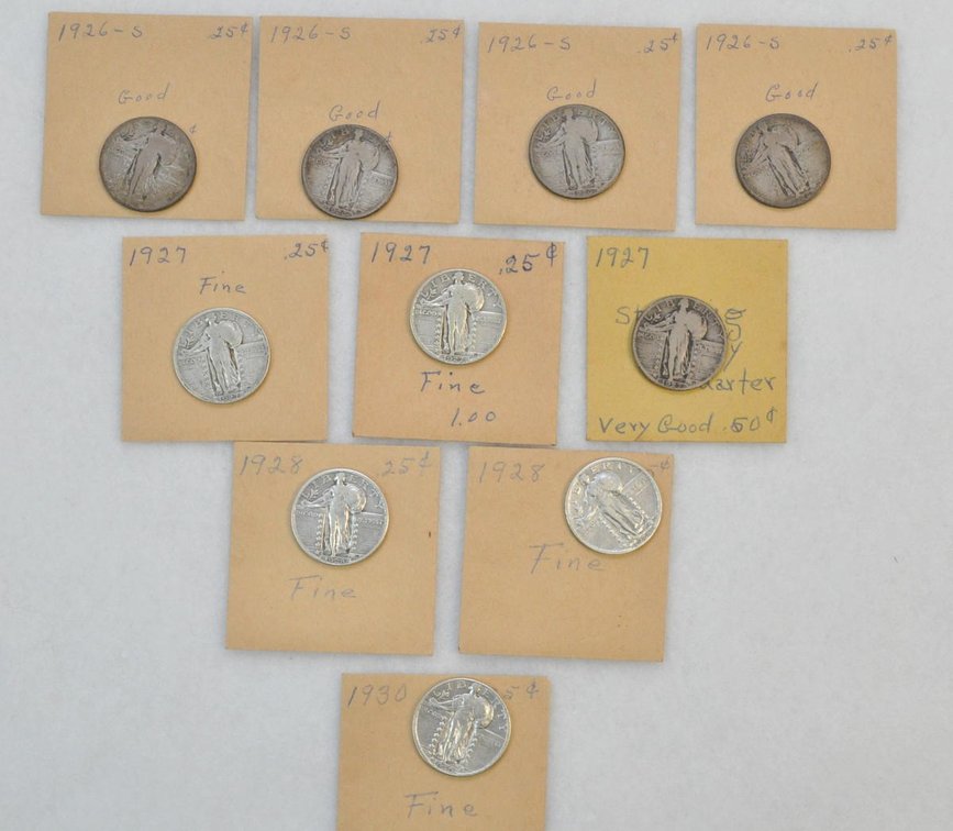 (10) Standing Liberty Quarters, 1926 - 1930