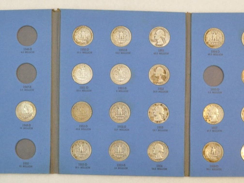 80% Complete Set of Washington Quarters, 1946 - 1959, 29 Coins