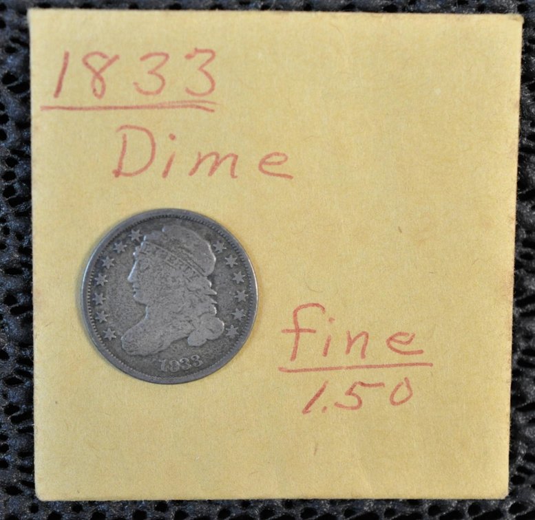 1833 Capped Bust Dime, Var. 2, Low Mintage