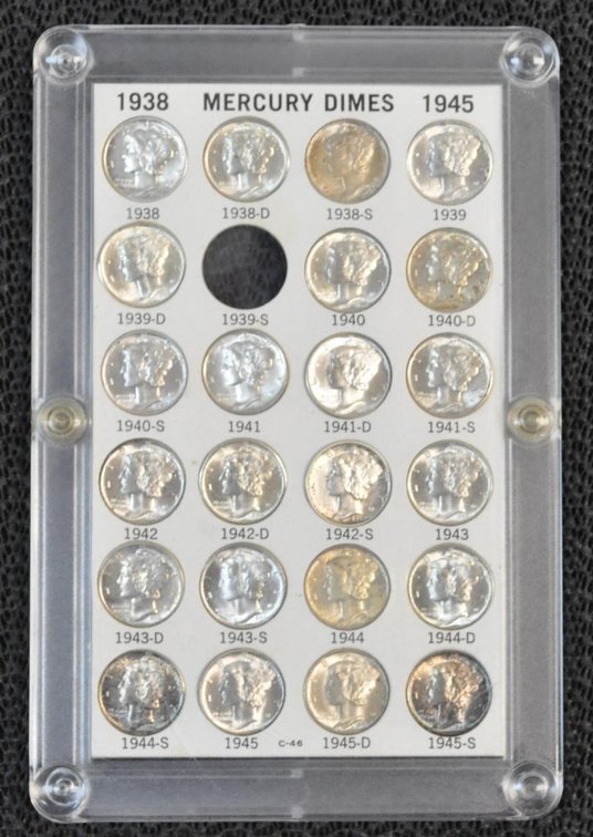 23 Mercury Dimes, 1938 - 1945