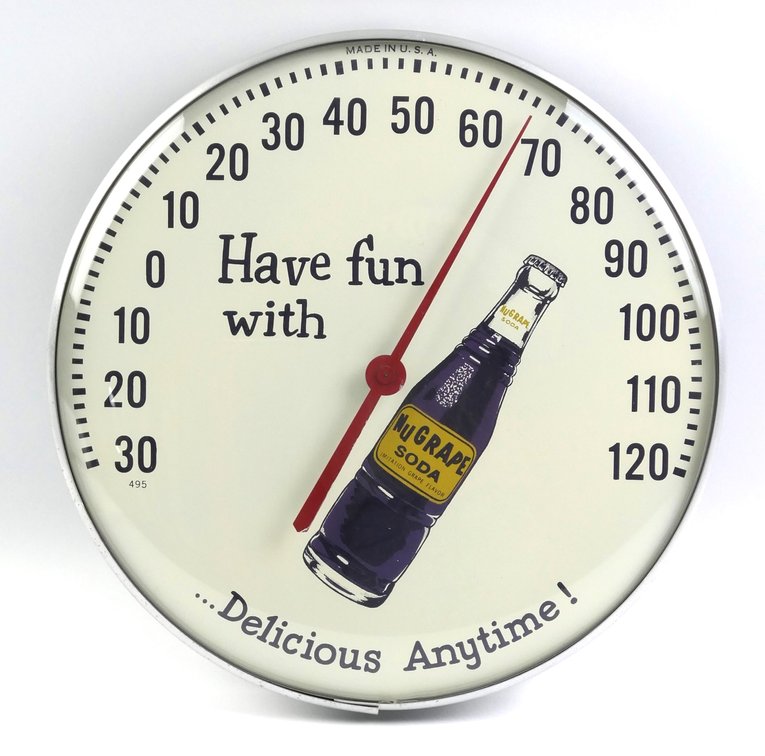 Nu-Grape Soda Round Thermometer