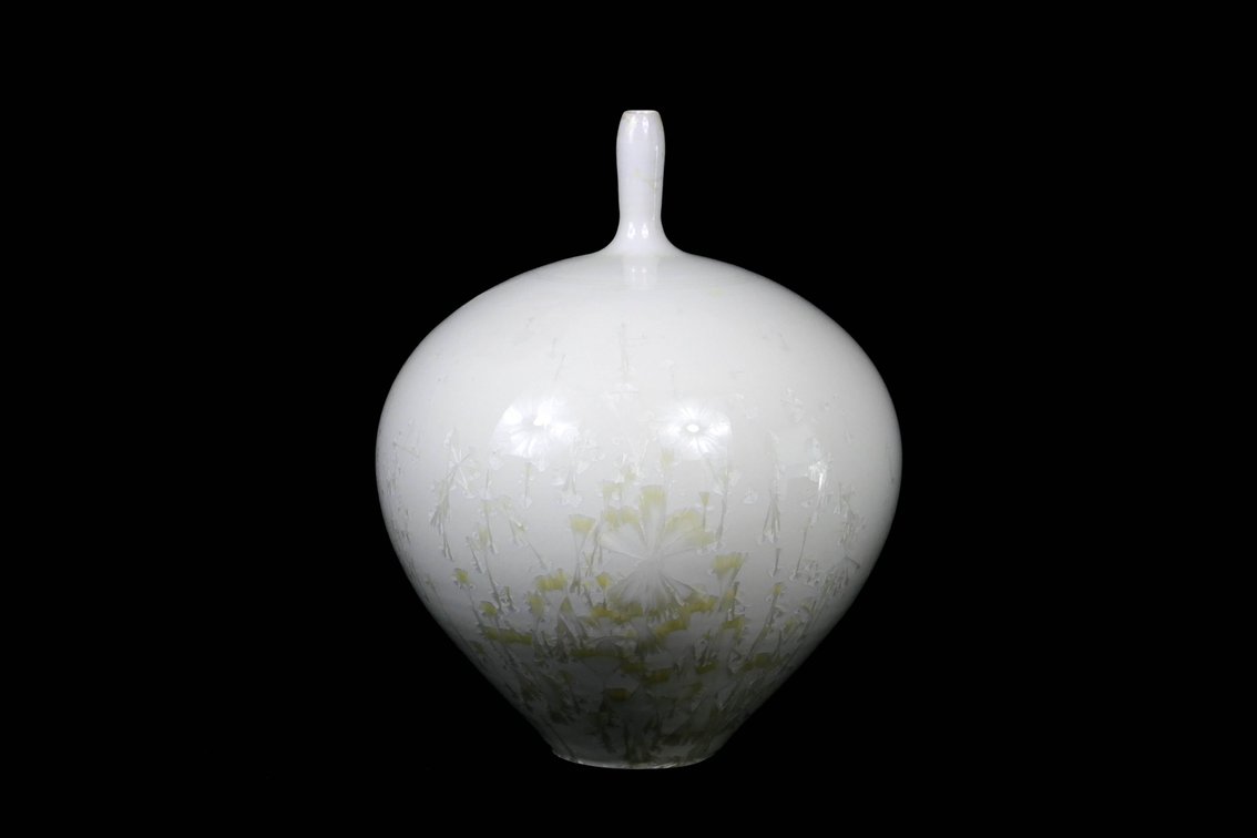 Off White Iridescent Ceramic Vase