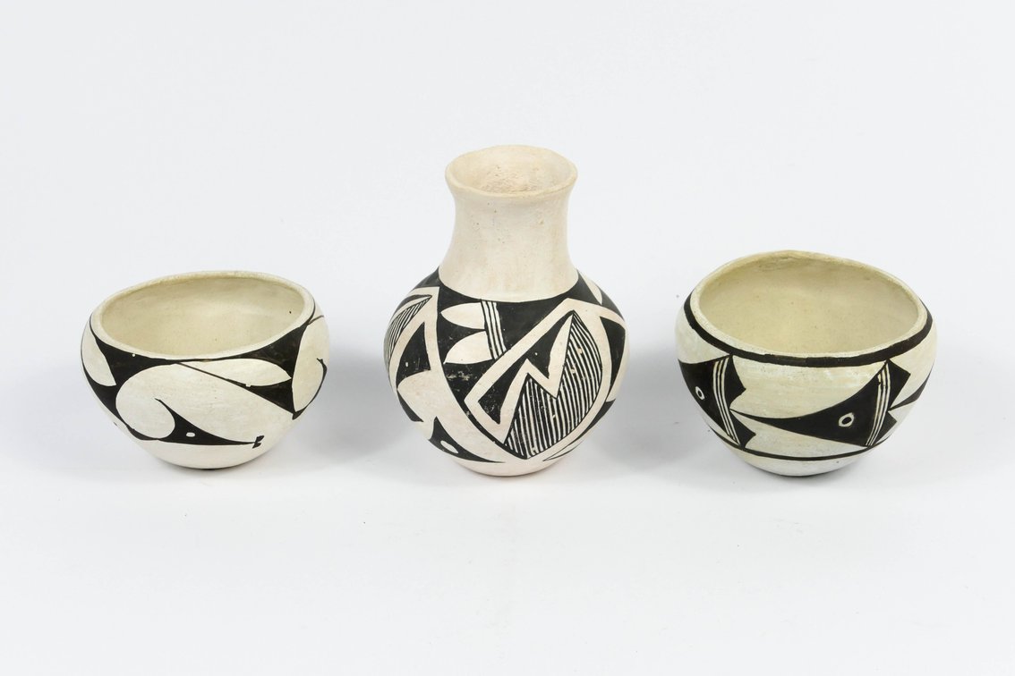 Primitive Native American Pottery Set of Three