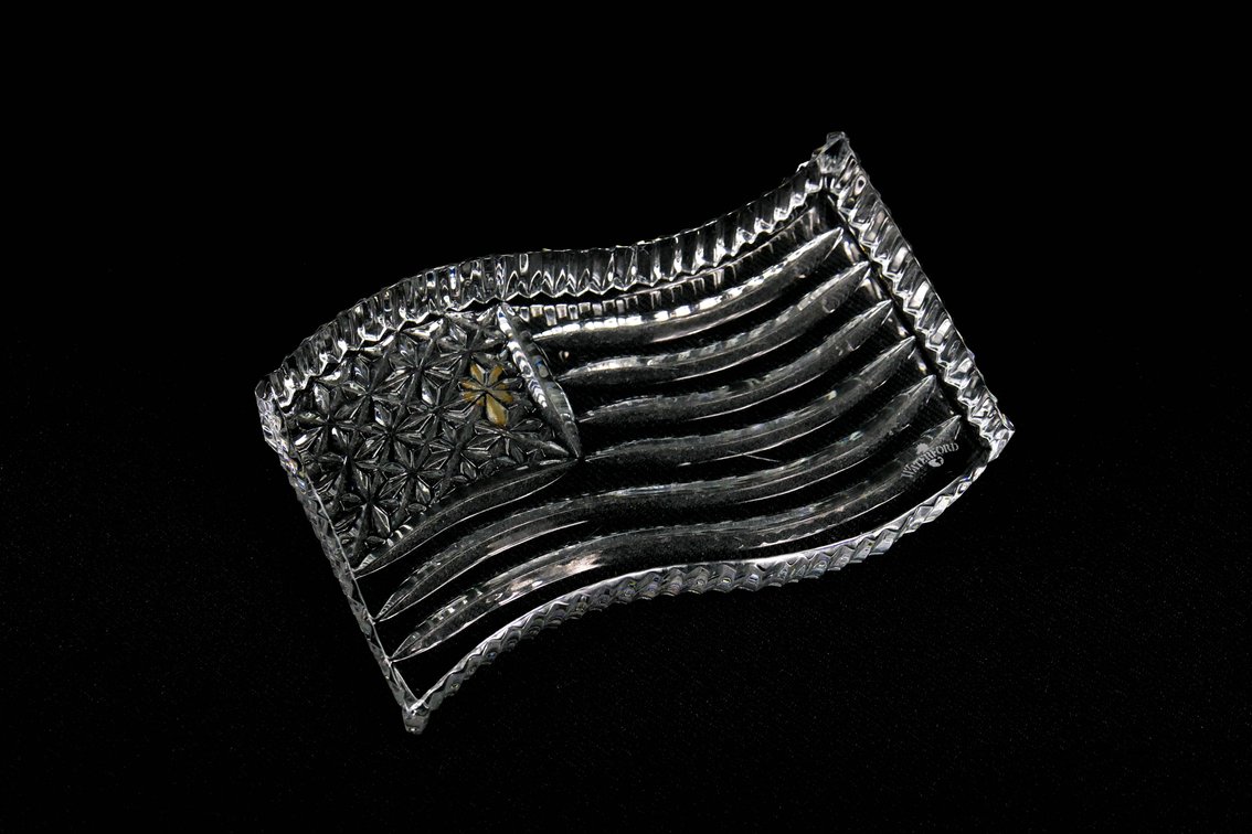 Waterford Lead Crystal Flag Paperweight