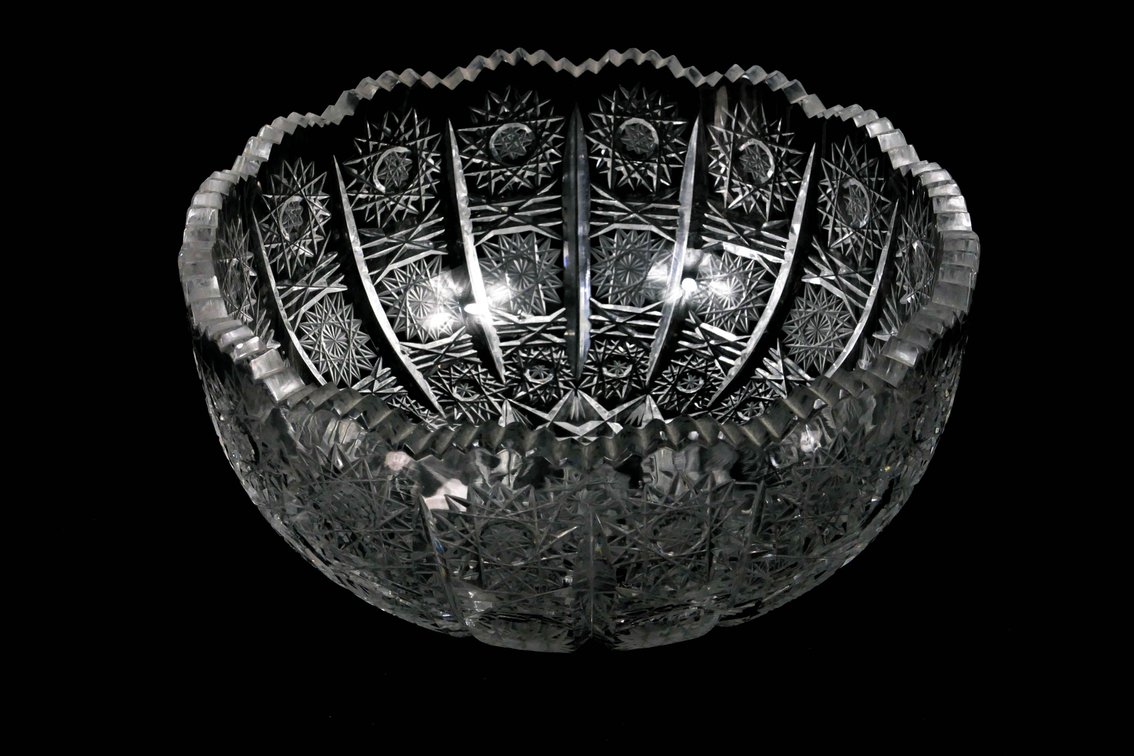 Bohemian Czech Hand-Cut Crystal Bowl