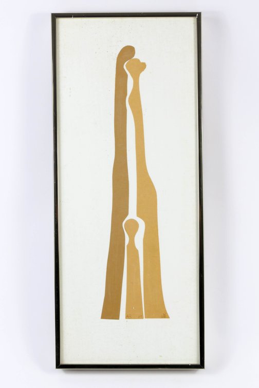 Figural Collage on Board by Aharon Bezalel