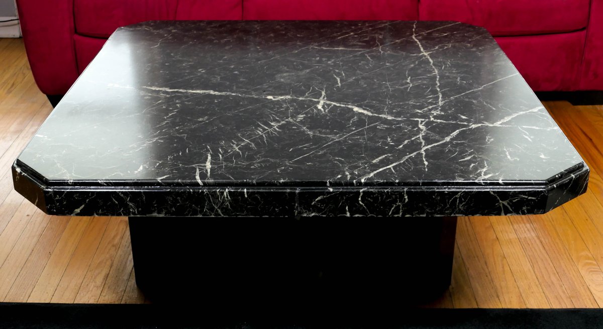 Two Piece Black Marble Octagonal Coffee Table