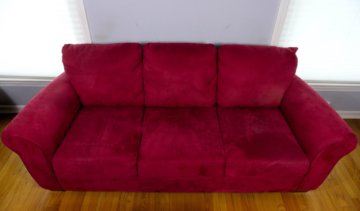 Solid Cranberry Upholstered Couch