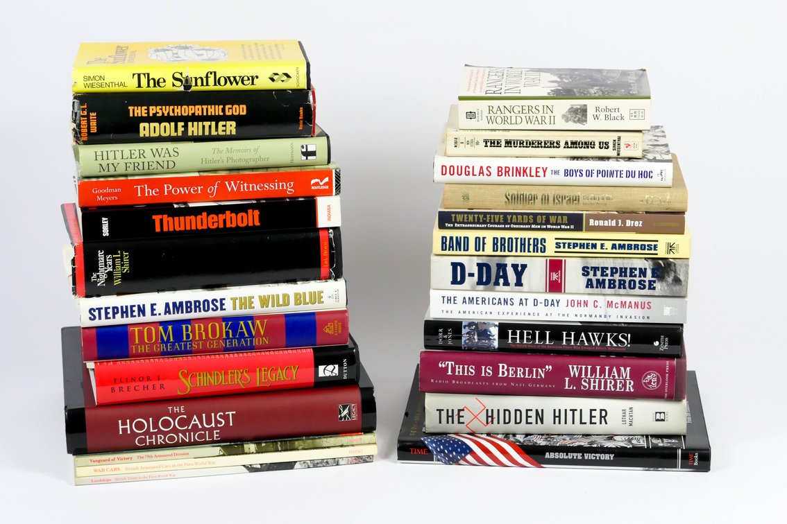 Two Stacks of Books on WWII