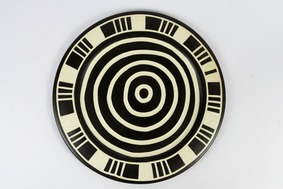 Signed Kathy Erteman Black and White Platter