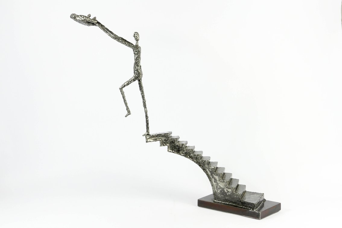 "Helping Him Up" Stainless Steel Sculpture by Brian K. Holden