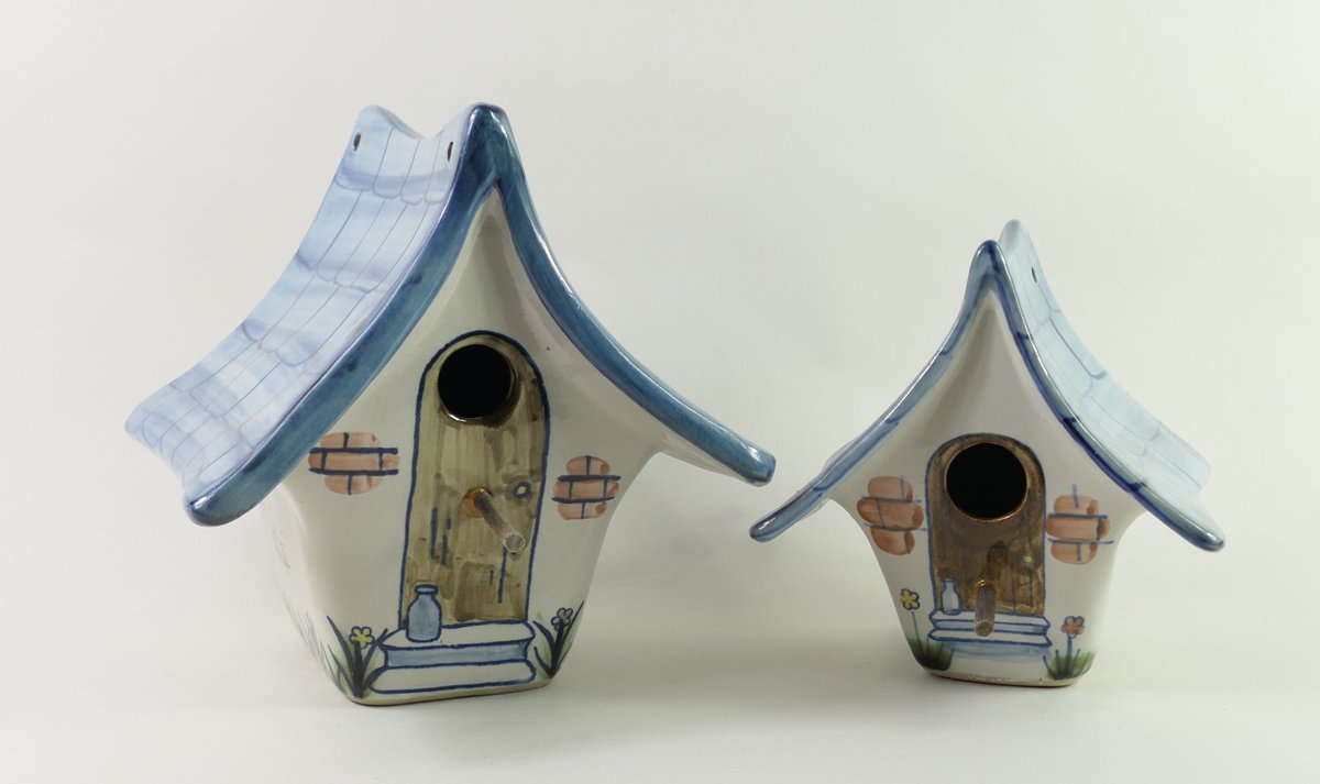 Two Louisville Stoneware Birdhouses