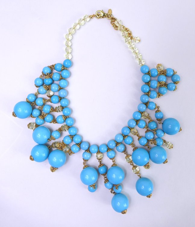 Joan Rivers Blue Beaded Bib Necklace