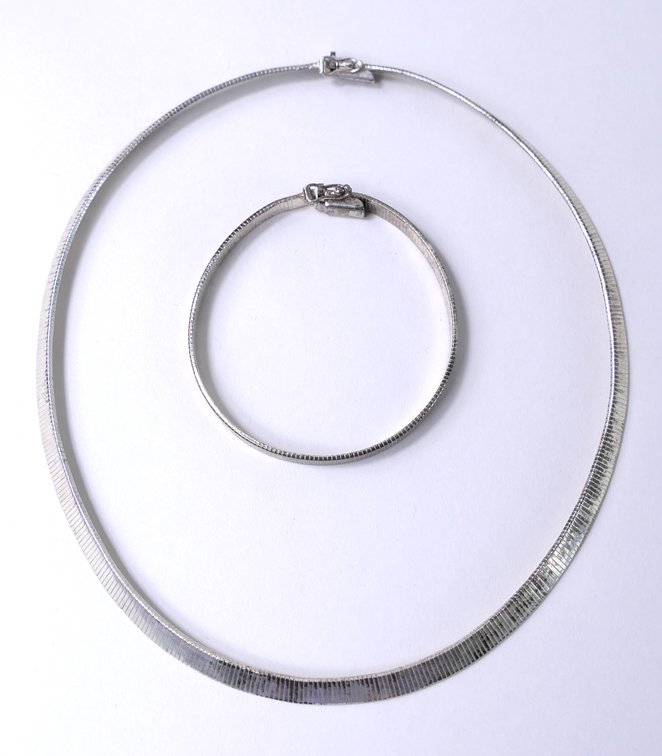 Modern Sterling Necklace and Bracelet Set