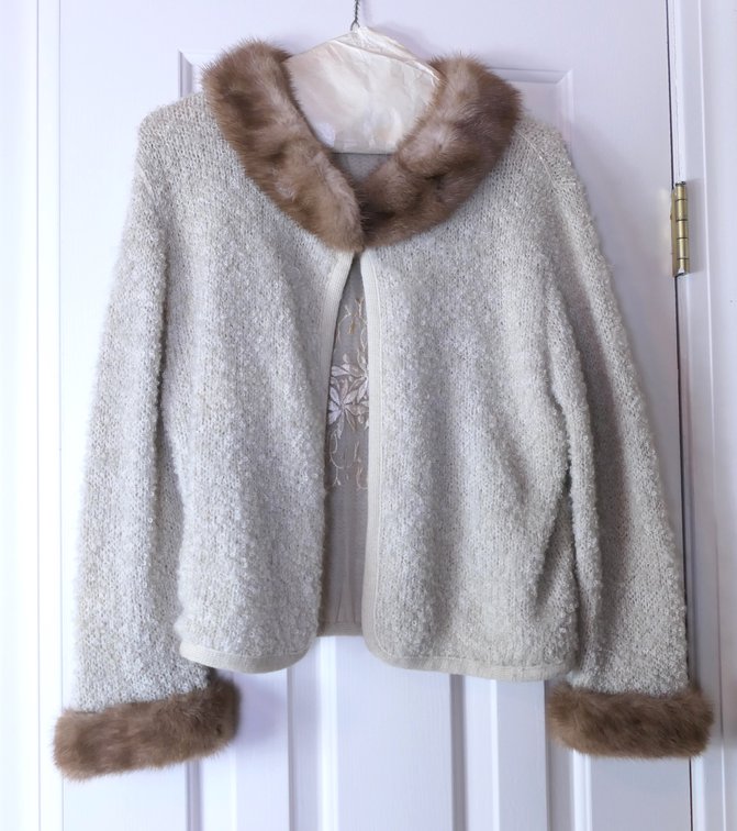 Knitted and Fur Accent Sweater