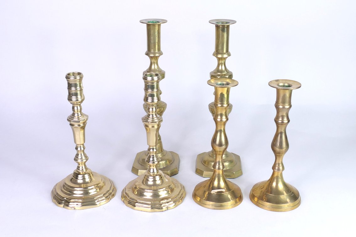Three Pairs of Brass Candlesticks