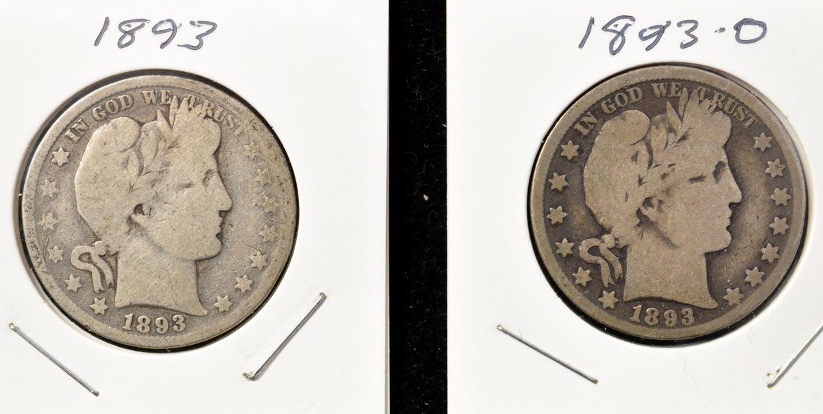 (2) 1893-P,O Barber Half Dollars