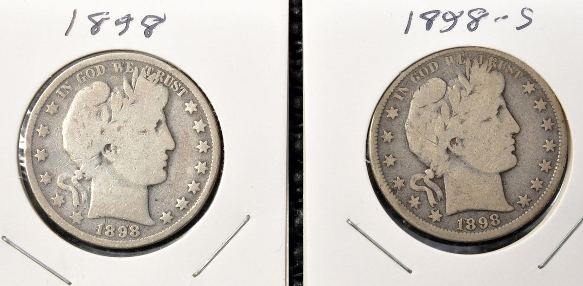 (2) 1898-P,S Barber Half Dollars