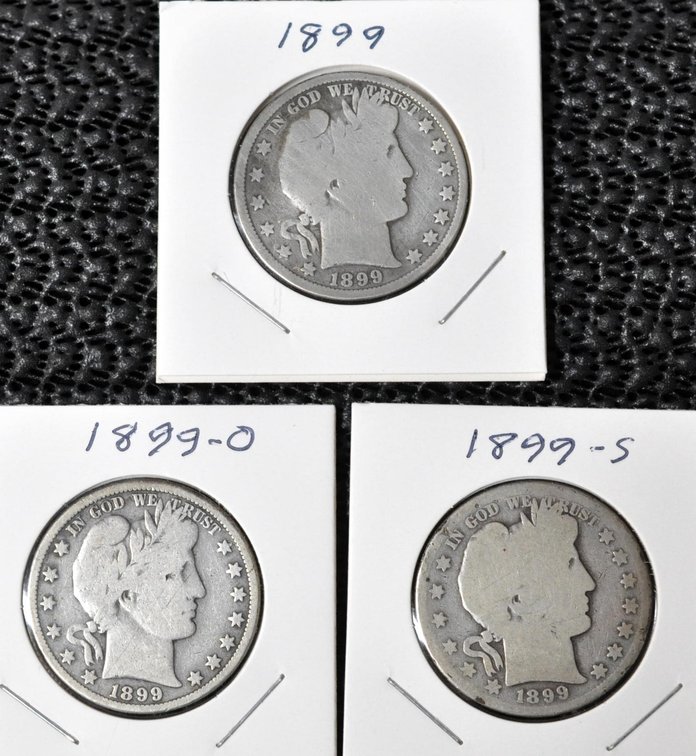 (3) 1899-P,O,S Barber Half Dollars