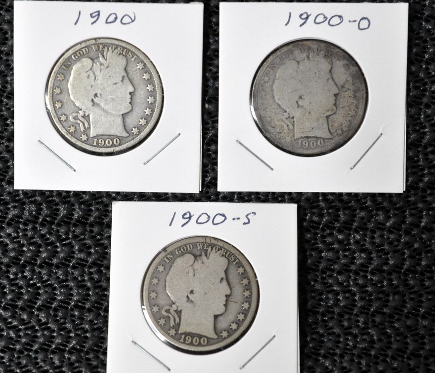 (3) 1900-P,O,S Barber Half Dollars