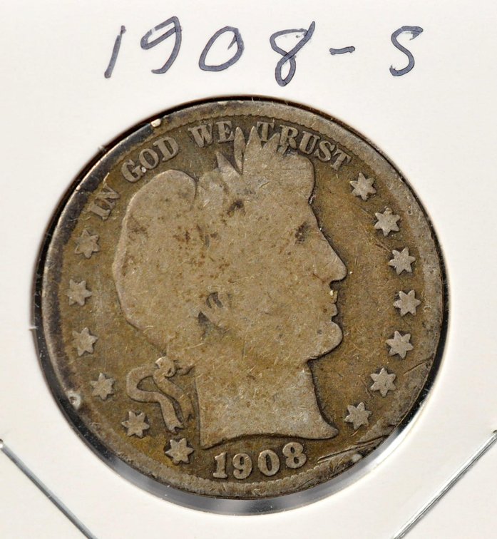 1908-S Barber Half Dollar