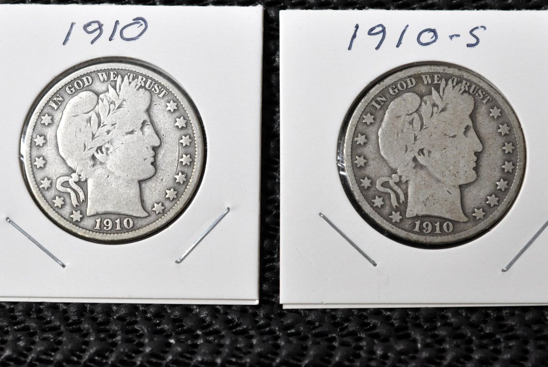 (2) 1910-P,S Barber Half Dollars