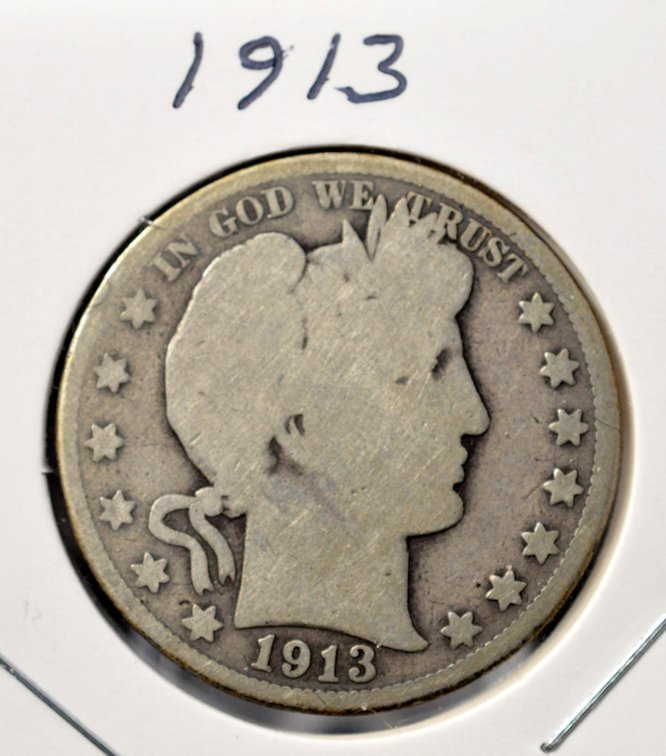 1913-P Barber Half Dollar, VERY Low Mintage