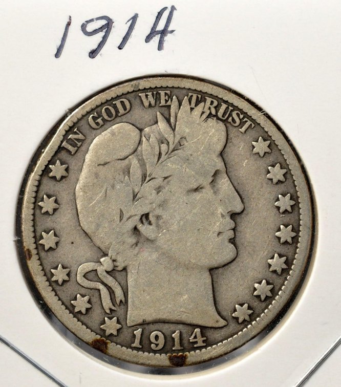 1914-P Barber Half Dollar, VERY Low Mintage