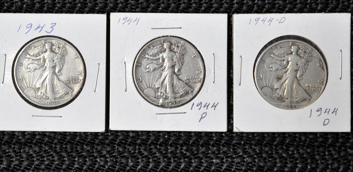 (3) 1943-1944 Walking Liberty Half Dollars
